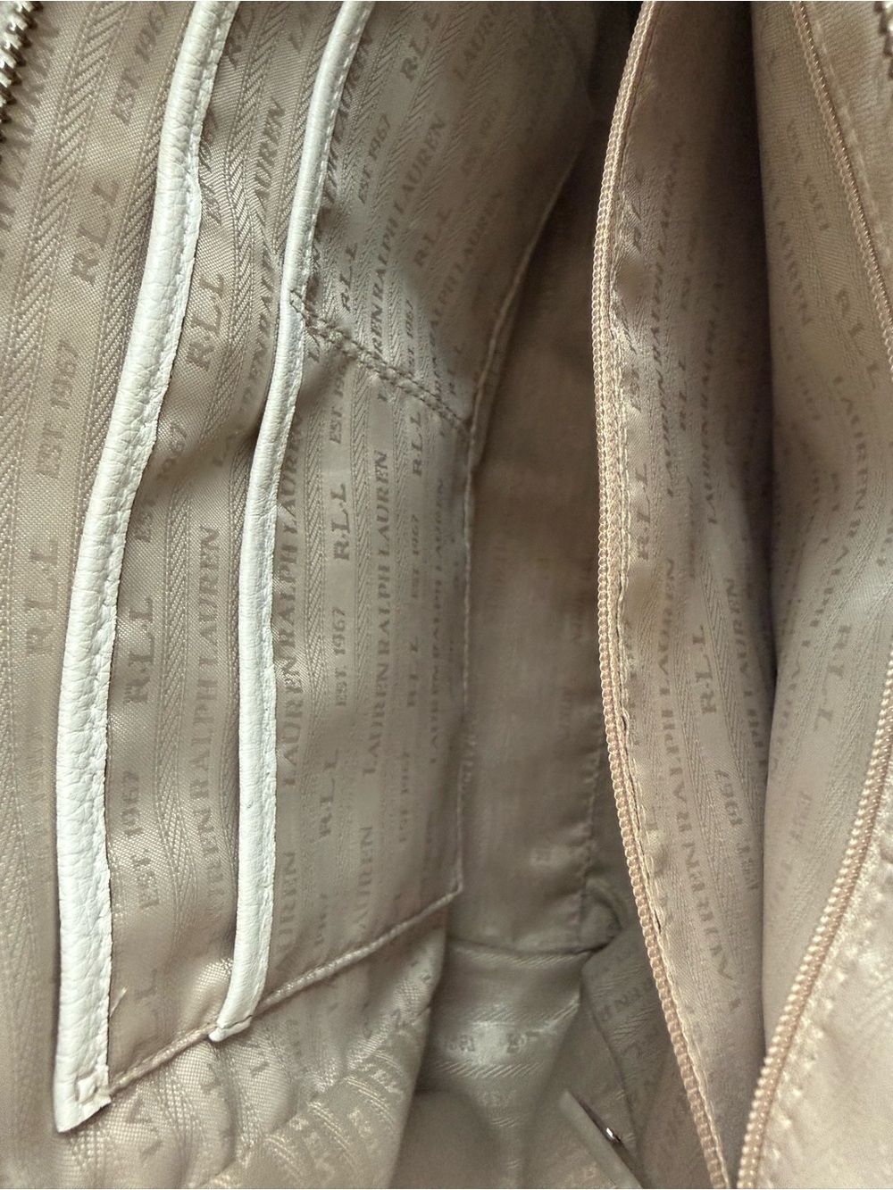Lauren Ralph Lauren Lowell Tote White Pebbled Leather I - Picture 10 of 16